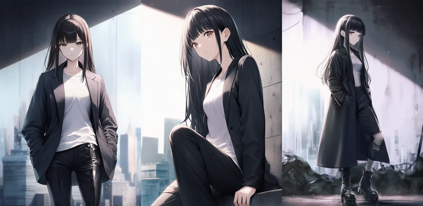 モード系（ヨウジヤマモト風）コーデプロンプト｜おしゃれな服のAIイラスト