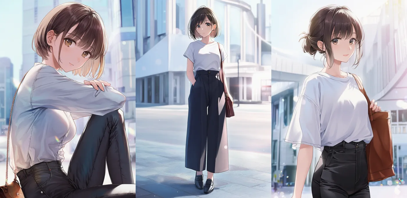 ミニマル系（ザ・ロウ風）コーデプロンプト｜おしゃれな服のAIイラスト