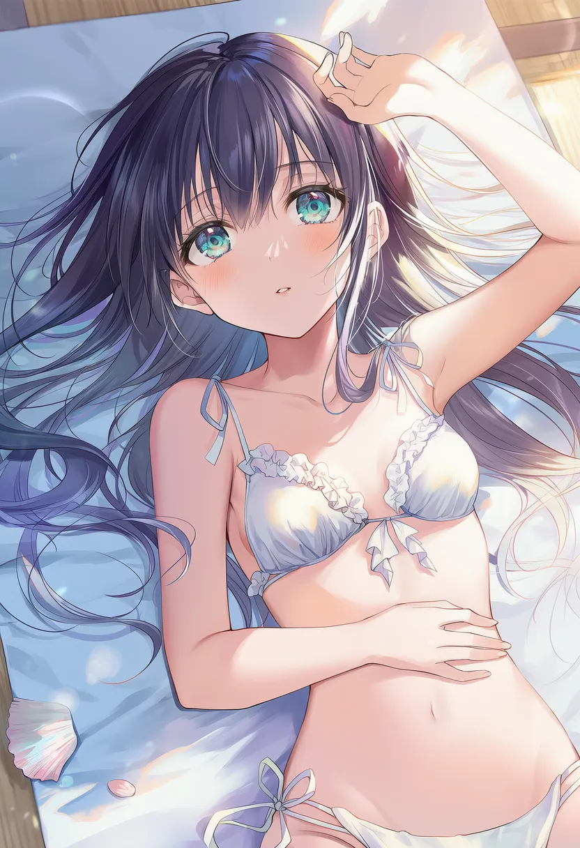 日光浴のシチュエーション再現のためのプロンプト|AIイラスト