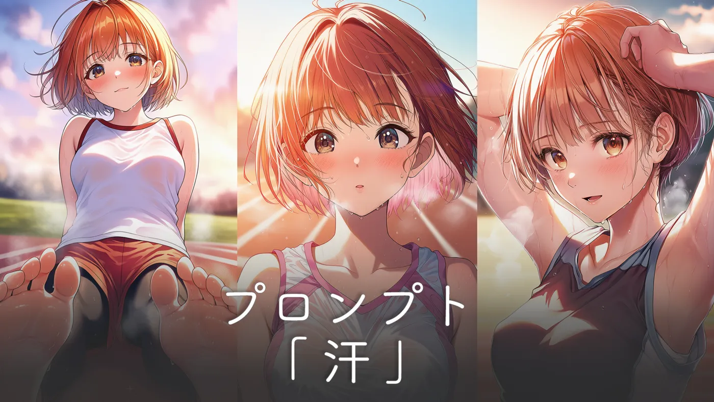 汗ばんだ肌を再現するプロンプト（汗で透ける服や脇汗ほか）