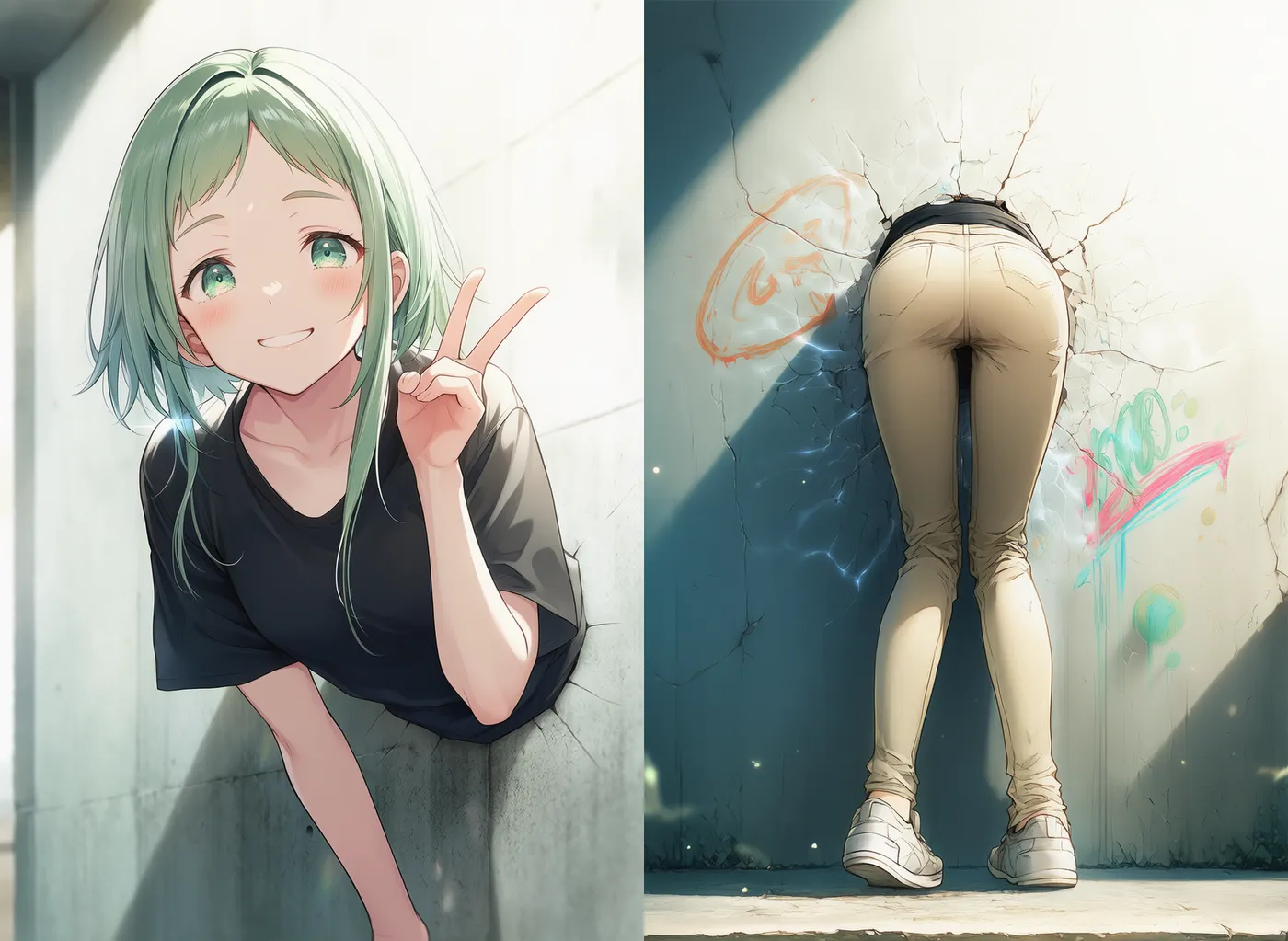 壁尻を再現したAIイラストの作例｜プロンプト紹介