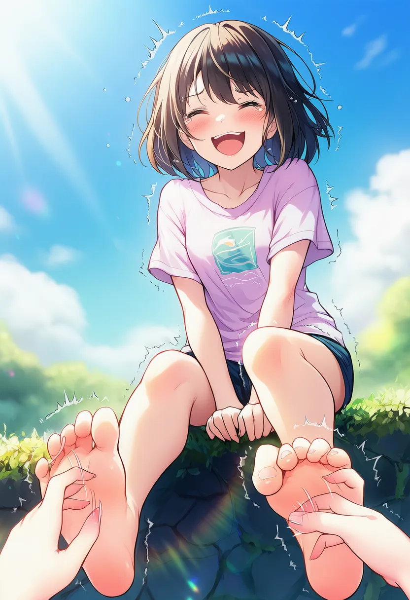 足をくすぐるAIイラスト|プロンプト紹介