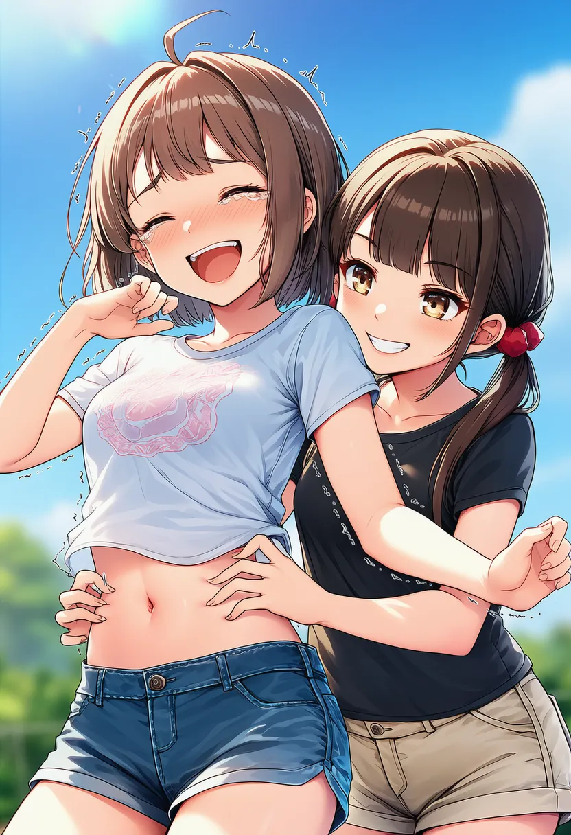 へそをくすぐるAIイラスト|プロンプト紹介