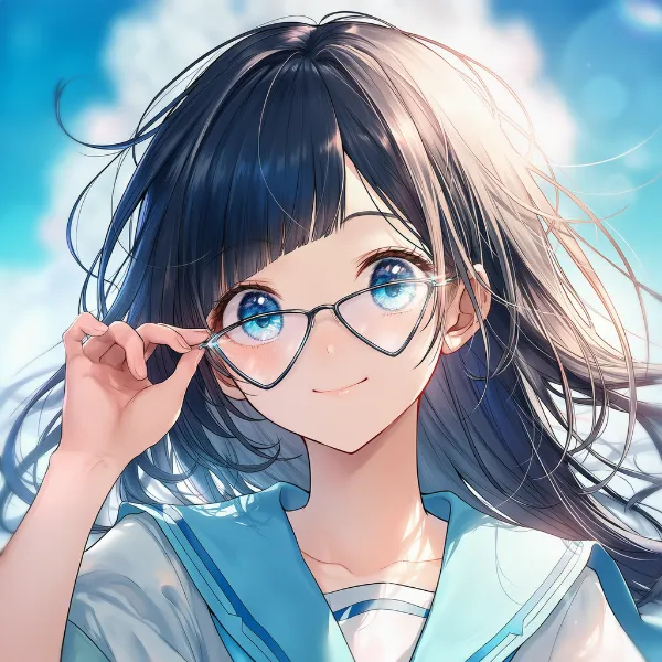 三角形のメガネのAIイラスト｜プロンプト紹介