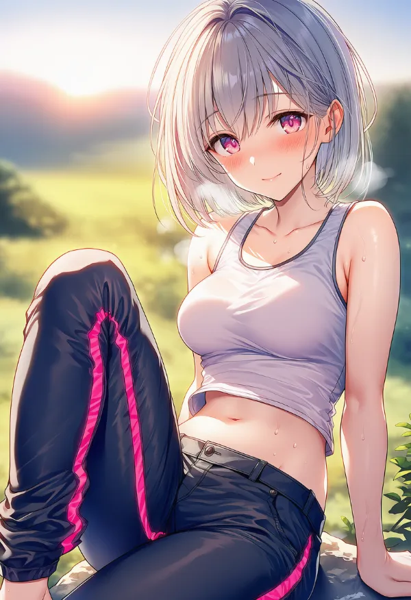 サイドラインパンツを履いた美少女AIイラスト|プロンプト紹介