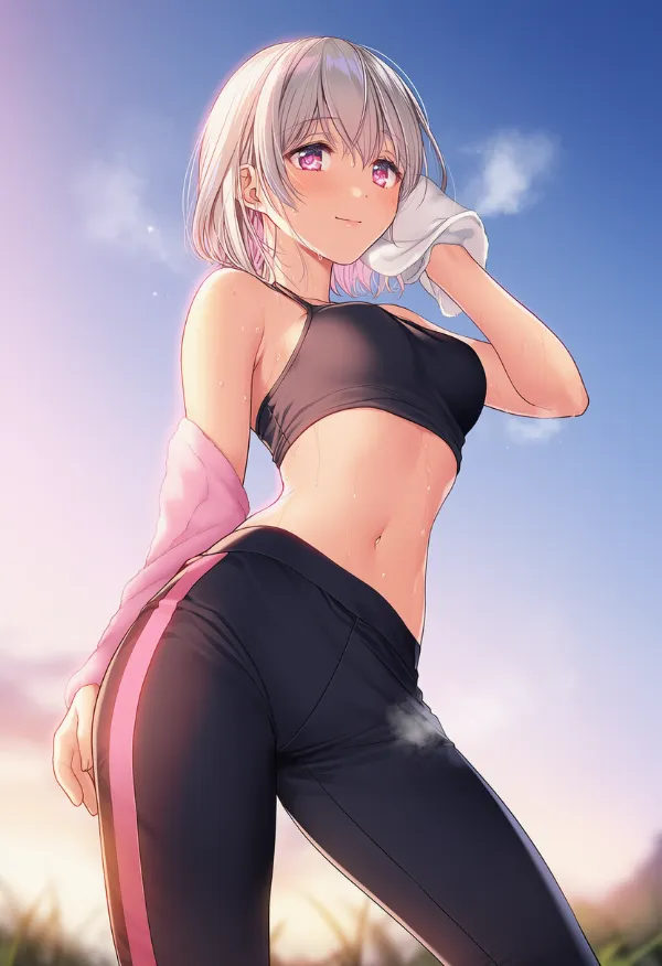 ツートンカラーのズボンを履いた美少女AIイラスト|プロンプト紹介