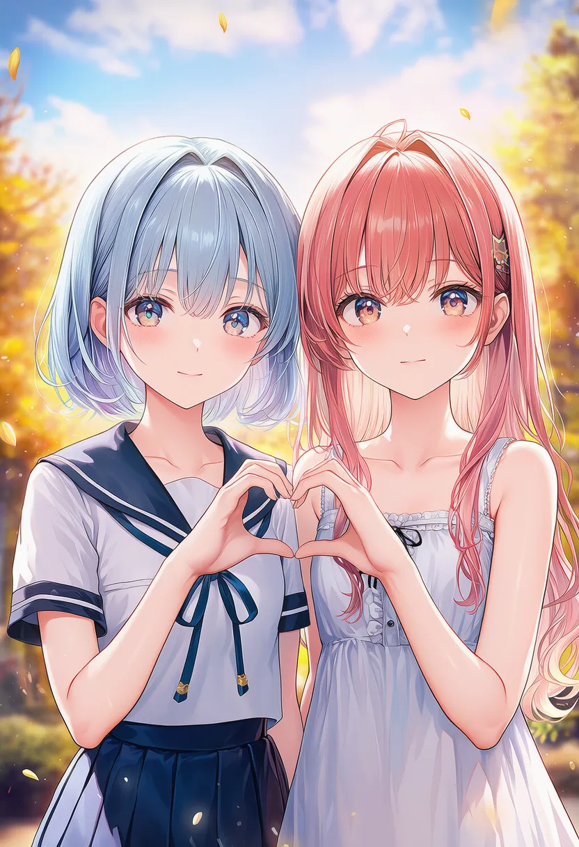 NovelAIで生成した2人のポーズのAIイラストの作例