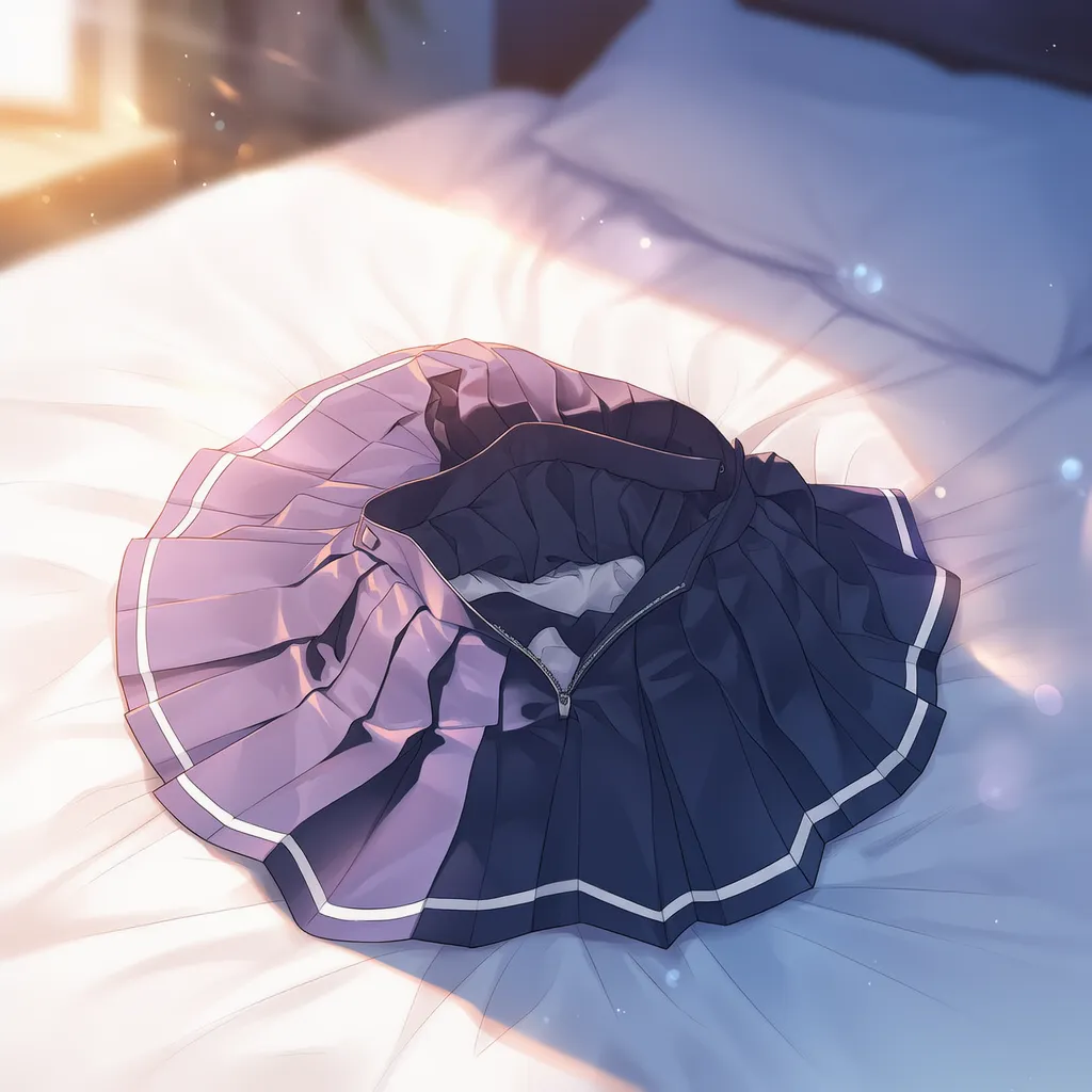 部屋に制服のスカートが置かれている状態のAIイラスト|プロンプト紹介