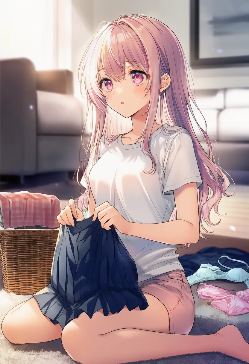 服を畳むシーンの散乱した服プロンプトの紹介|AIイラスト作例