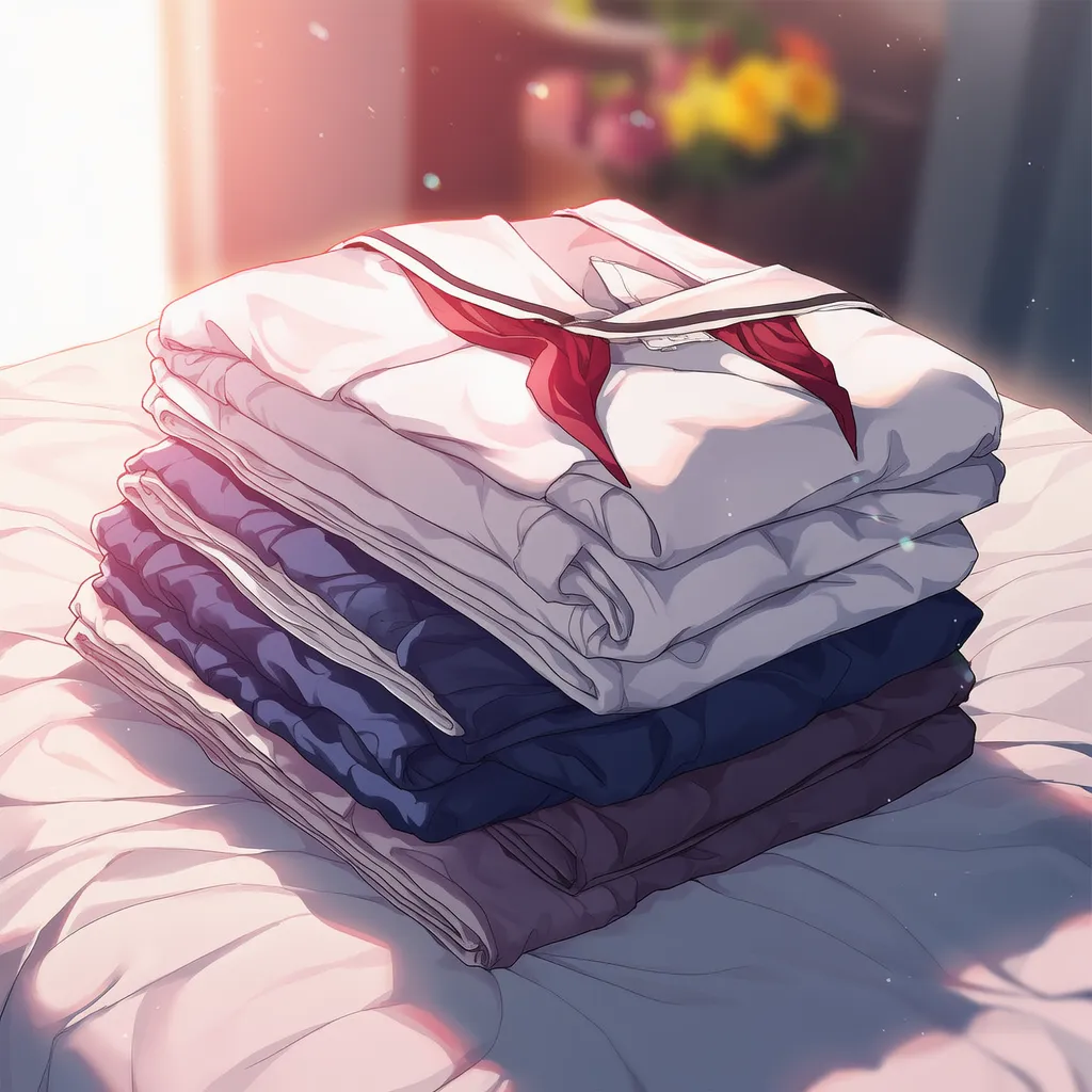 畳まれた制服セットのAIイラスト|プロンプト紹介