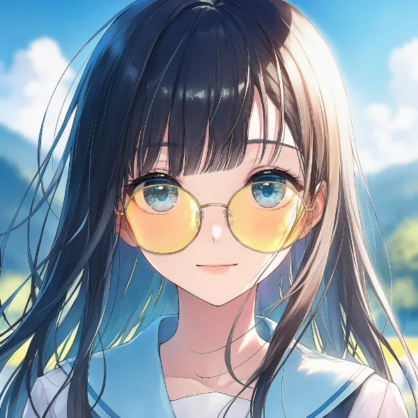 黄色のレンズのメガネのAIイラスト｜プロンプト紹介