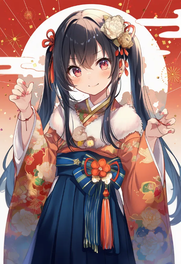 「あけおめ」を表すプロンプト｜AIイラスト作例