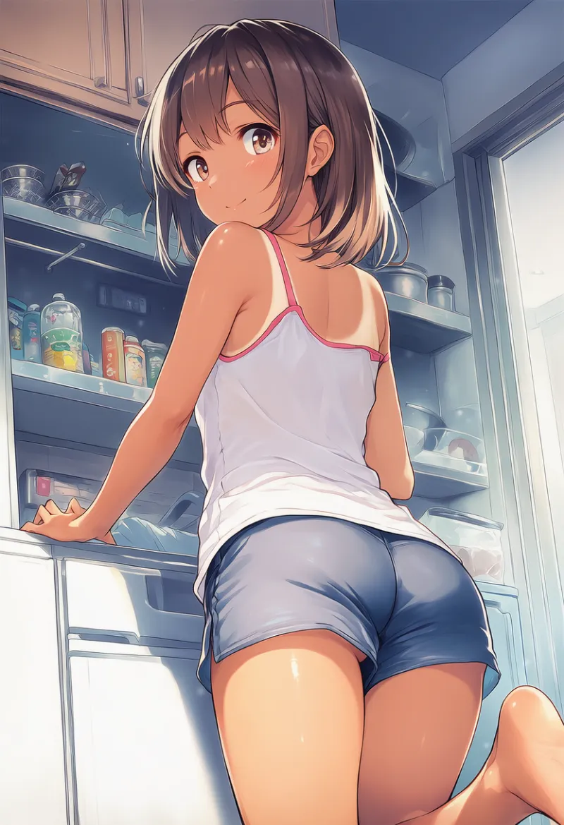 アパートの部屋(キッチン)で生活感を出すプロンプトとAIイラスト作例