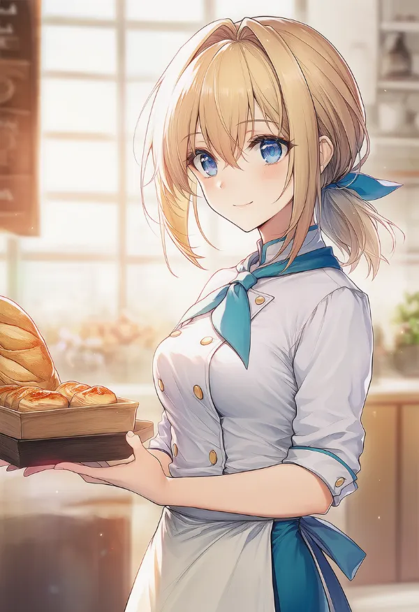 パン屋の店員のプロンプト|AIイラスト作例