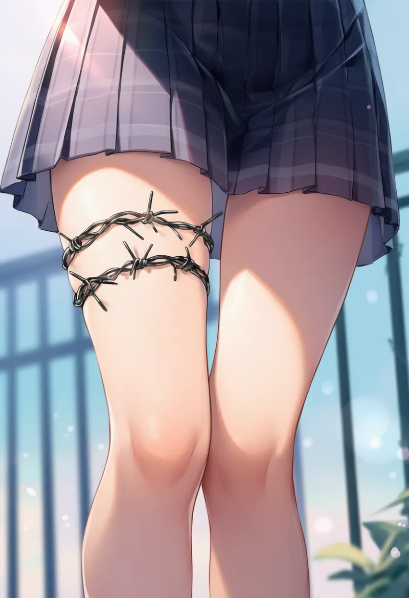 有刺鉄線太ももベルトのAIイラスト｜プロンプト紹介