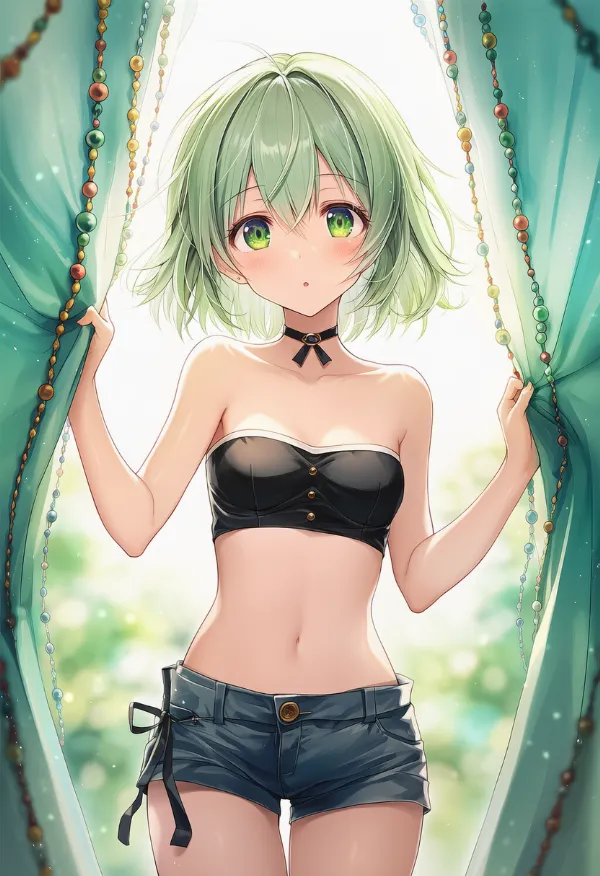 ビーズのカーテンのAIイラスト|プロンプト紹介