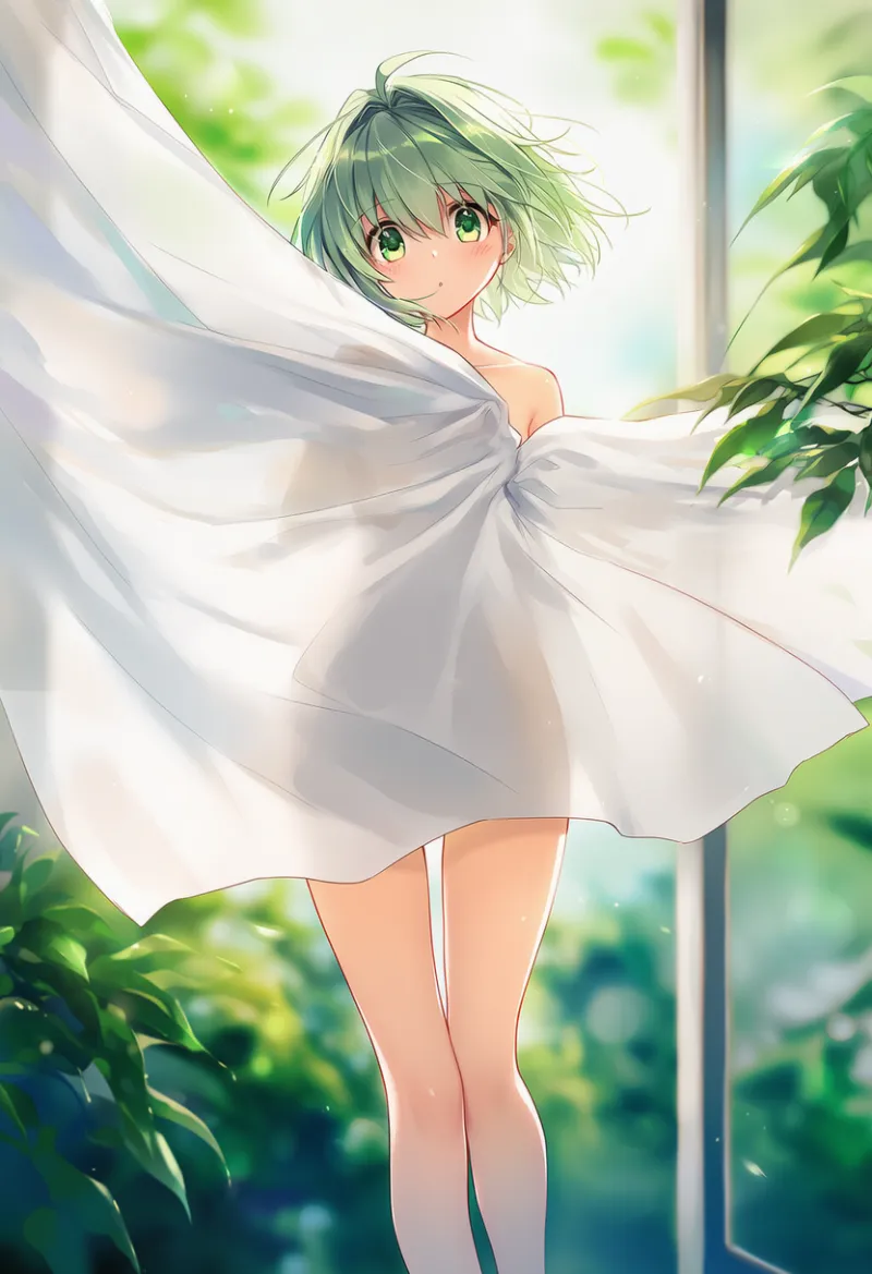 カーテン越しに見える脚を描写するAIイラスト|プロンプト紹介