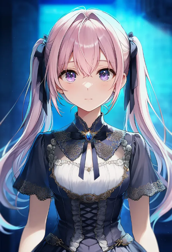 青色の照明のAIイラスト|プロンプト紹介用