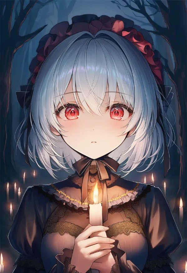 ろうそくの光のAIイラスト|プロンプト紹介用