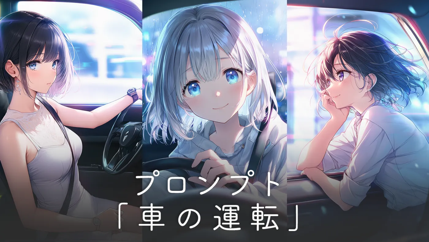 車を運転するシーンのプロンプト集（車内から車外まで）