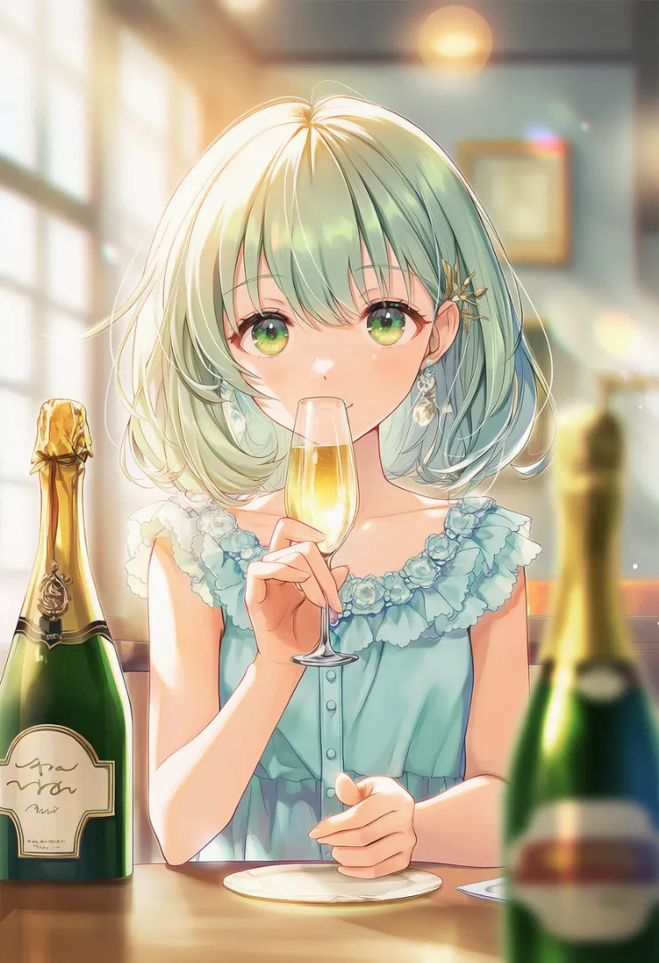 シャンパンのプロンプト紹介とAIイラスト作例