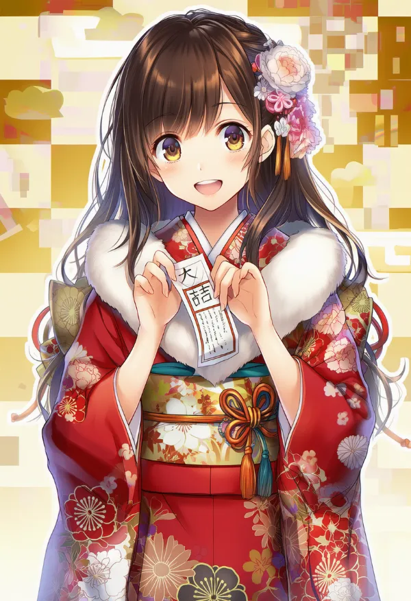 市松模様（いちまつ）模様を使った正月用背景のプロンプトとAIイラスト作例