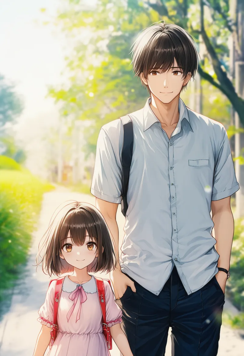 父と娘のAIイラストの作例