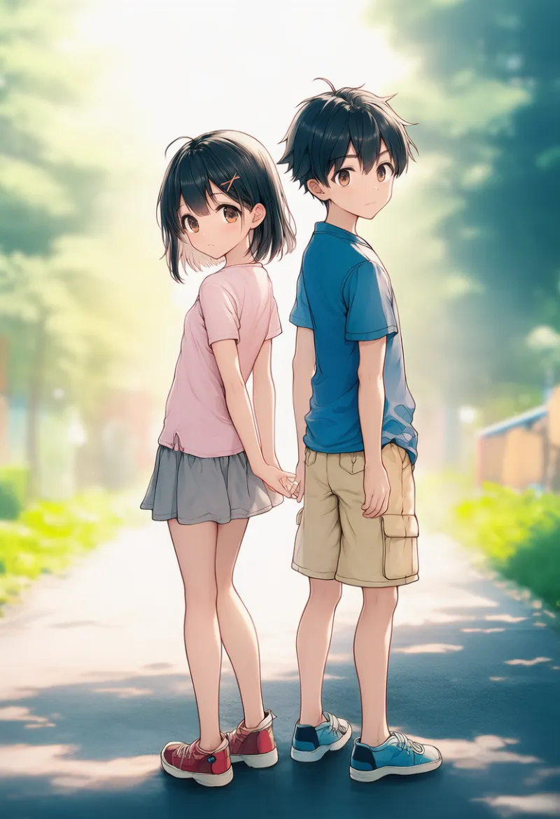 兄と妹の2人のAIイラスト作例