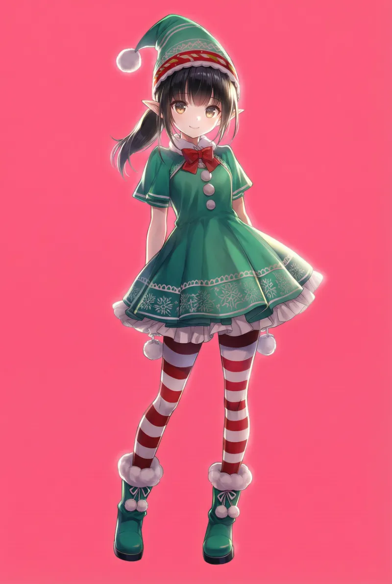 可愛い系クリスマスエルフのAIイラスト｜プロンプト紹介