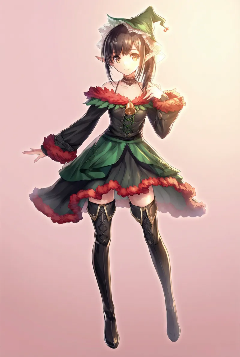 ゴスロリ風クリスマスエルフのAIイラスト｜プロンプト紹介