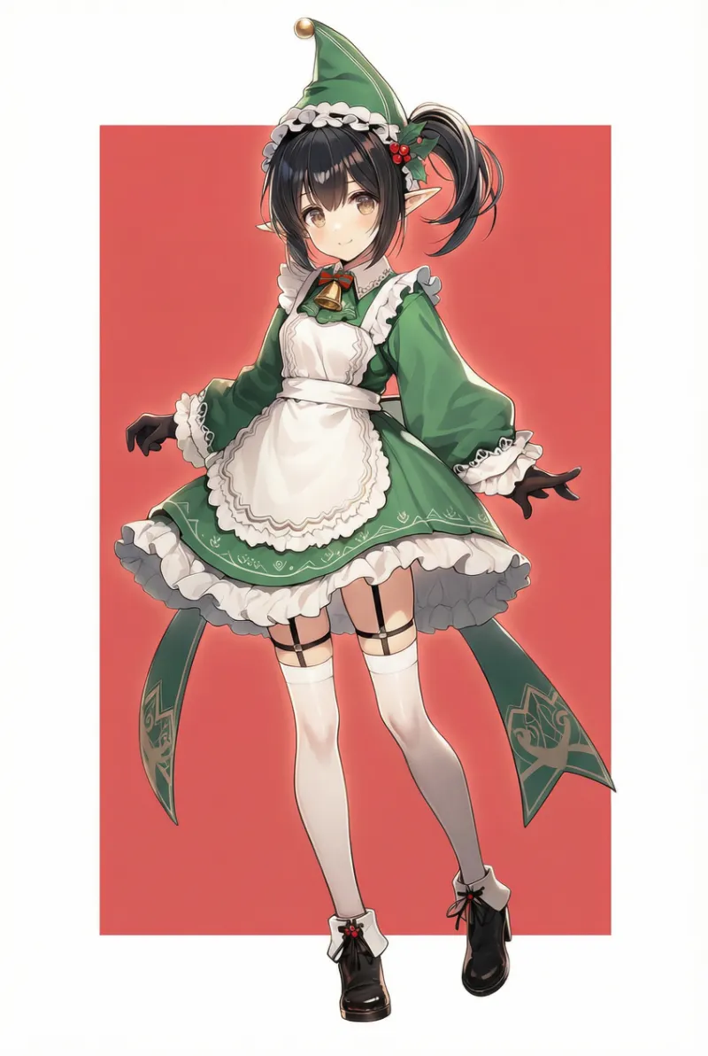 メイド風クリスマスエルフのAIイラスト｜プロンプト紹介