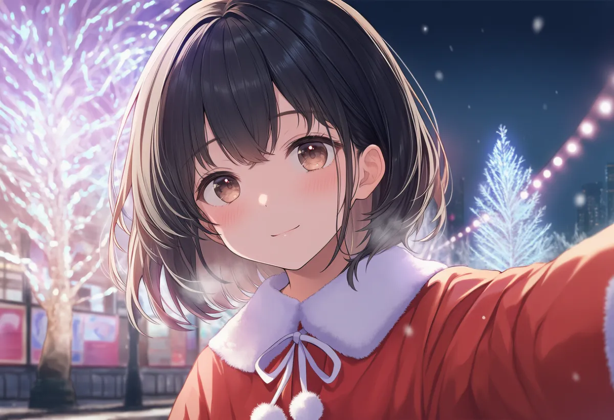 クリスマスのライトアップのAIイラスト｜プロンプト紹介