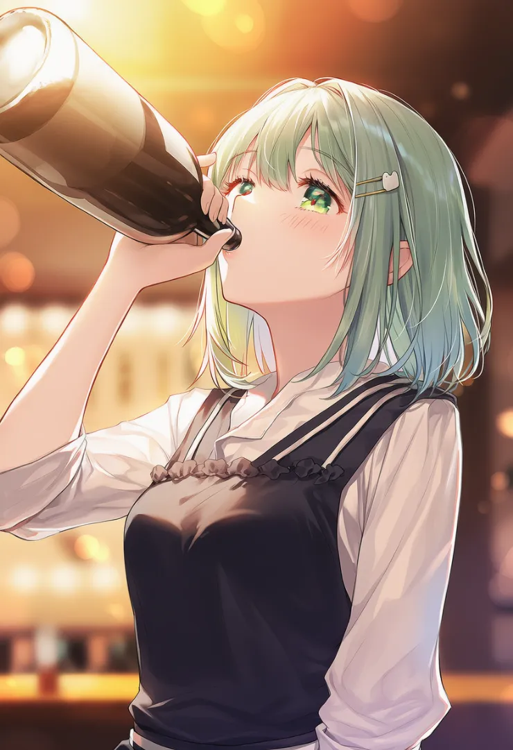 酒のラッパ飲みプロンプト紹介とAIイラスト作例