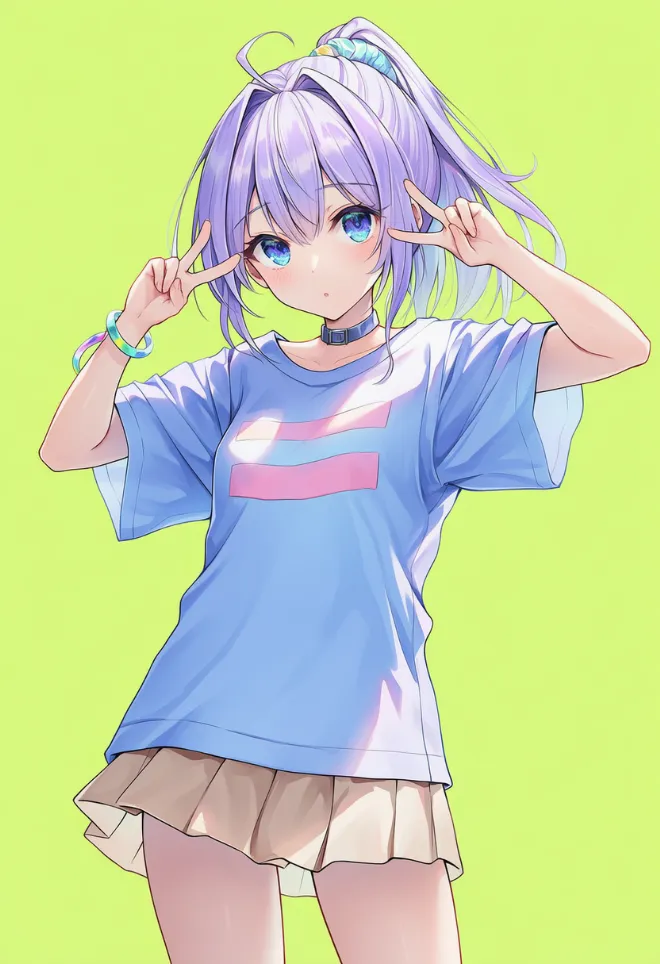 キュアピースポーズ(AIイラスト)|プロンプトと作例