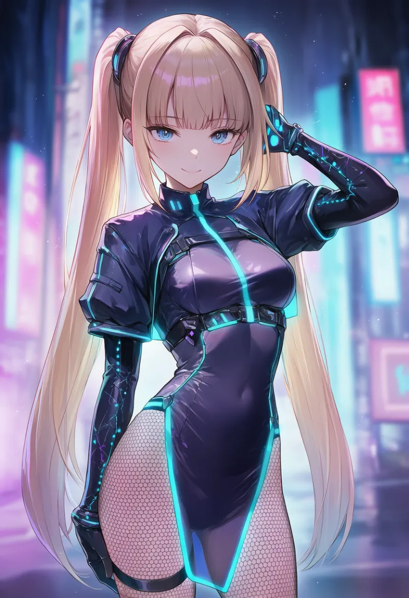 サイバーパンク衣装のプロンプト｜AIイラスト作例