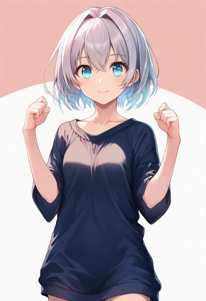 両手ガッツポーズ(AIイラスト)|プロンプトと作例