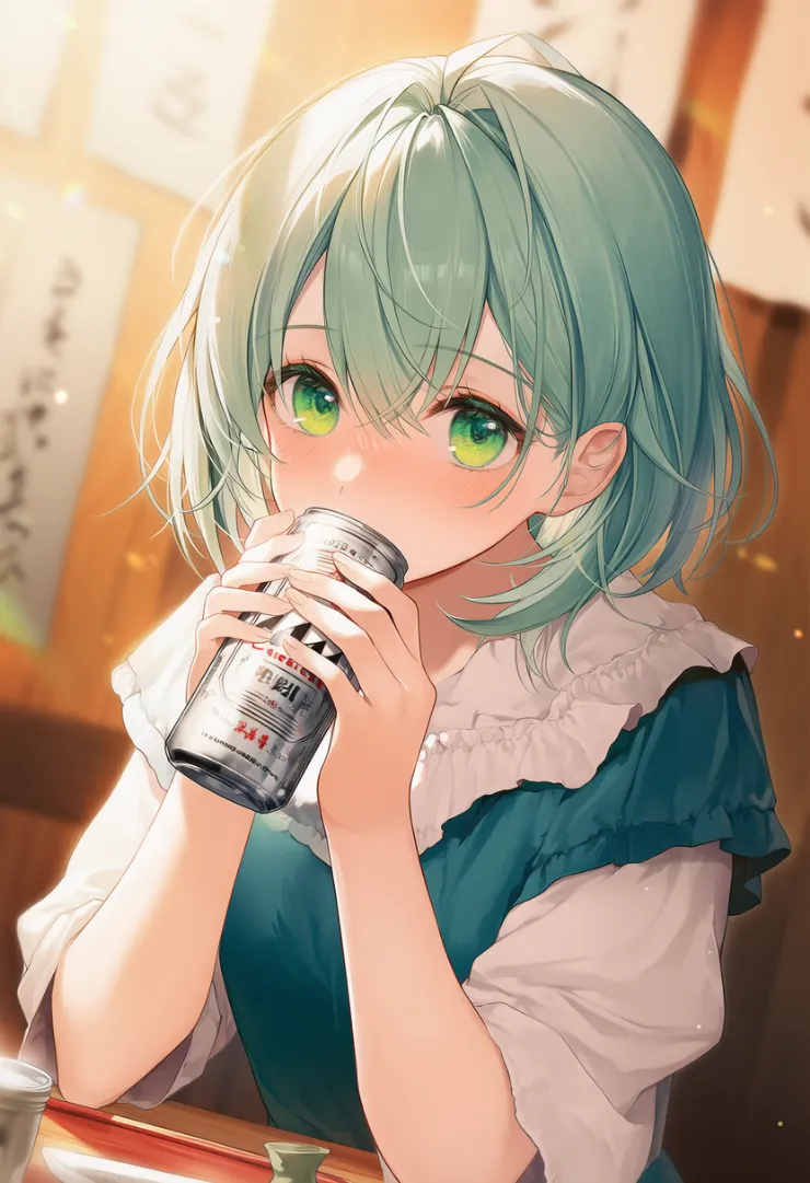 缶ビールを飲むプロンプト紹介とAIイラスト作例