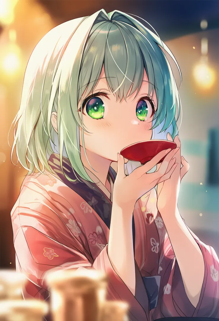 盃で酒を飲むプロンプト紹介とAIイラスト作例