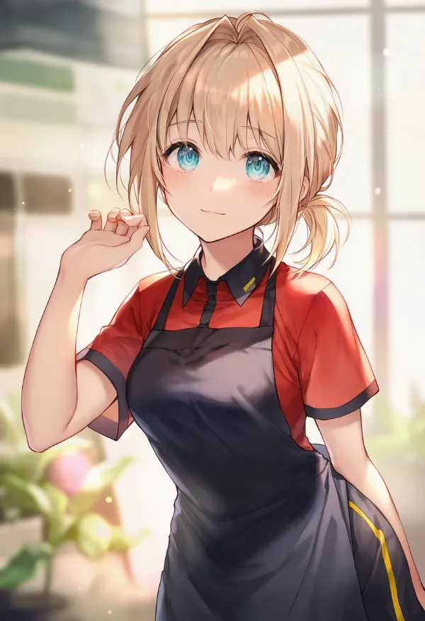 ファーストフード店員のプロンプト|AIイラスト作例