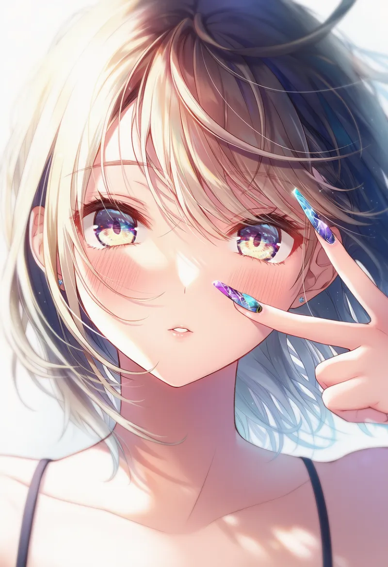 指を目にかざすAIイラストとプロンプト紹介