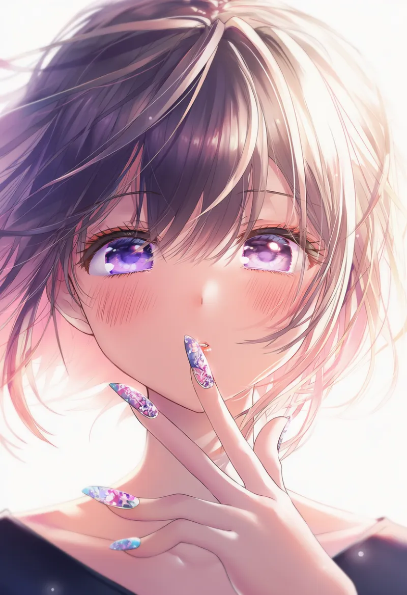 指を口にあてるAIイラストとプロンプト紹介