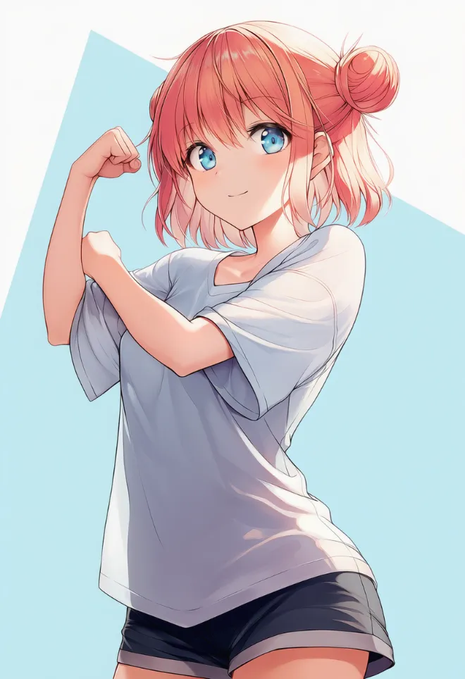 力こぶポーズ(AIイラスト)|プロンプトと作例