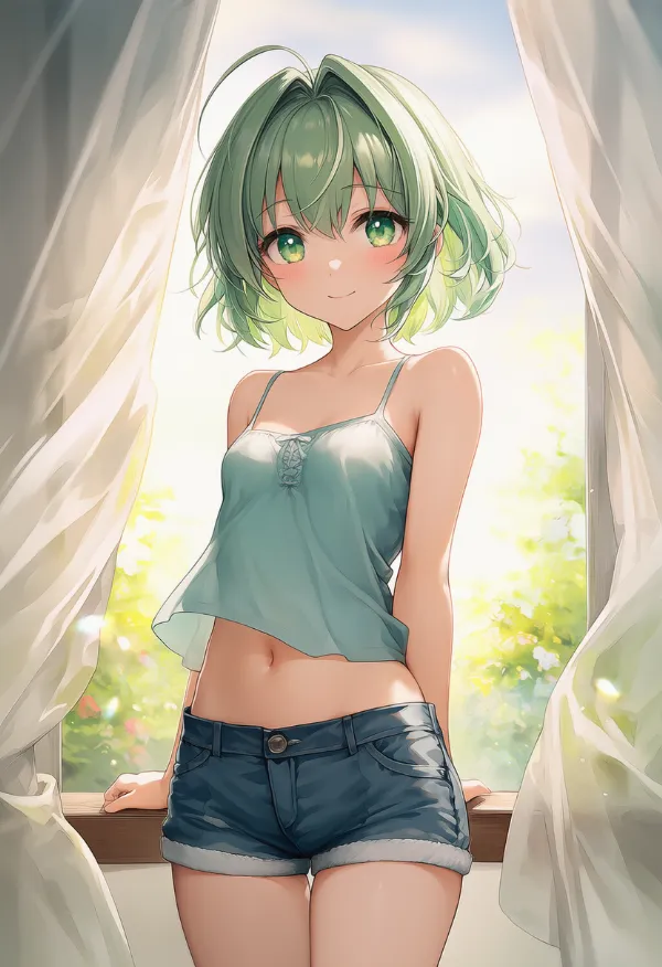 舞い上がるカーテンのAIイラスト|プロンプト紹介