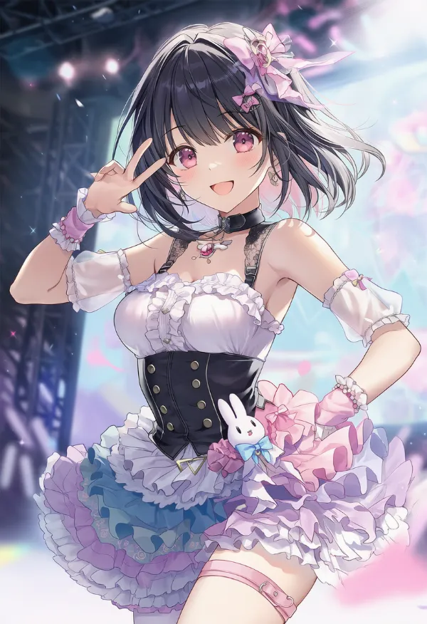 フリフリのアイドル衣装のプロンプト紹介｜AIイラスト作例