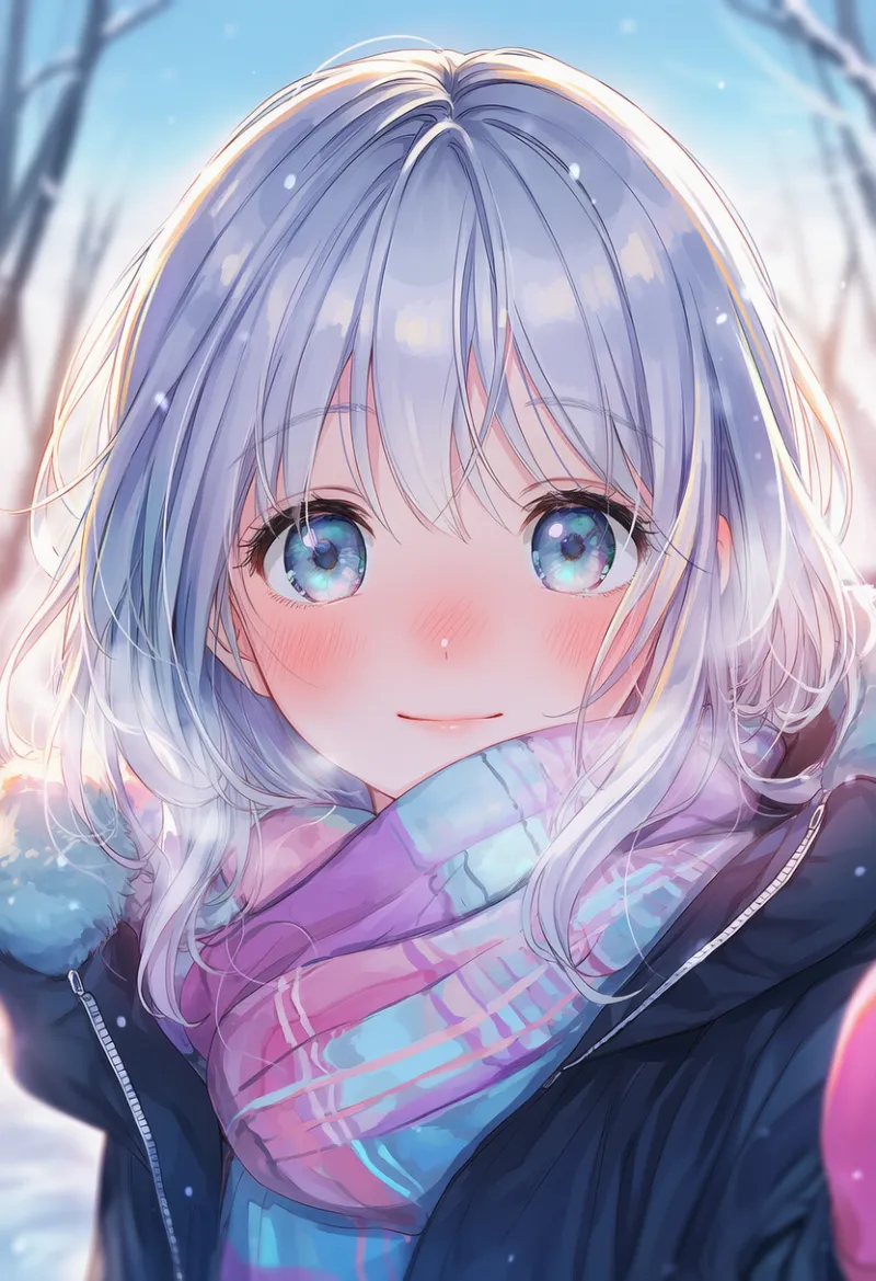 寒さで赤くなった頬のAIイラスト｜プロンプト紹介