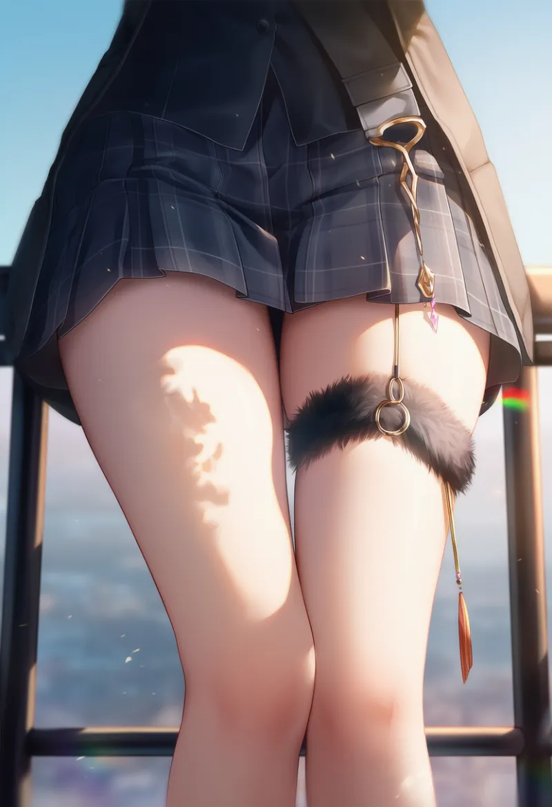 ファー付き太ももベルトのAIイラスト｜プロンプト紹介