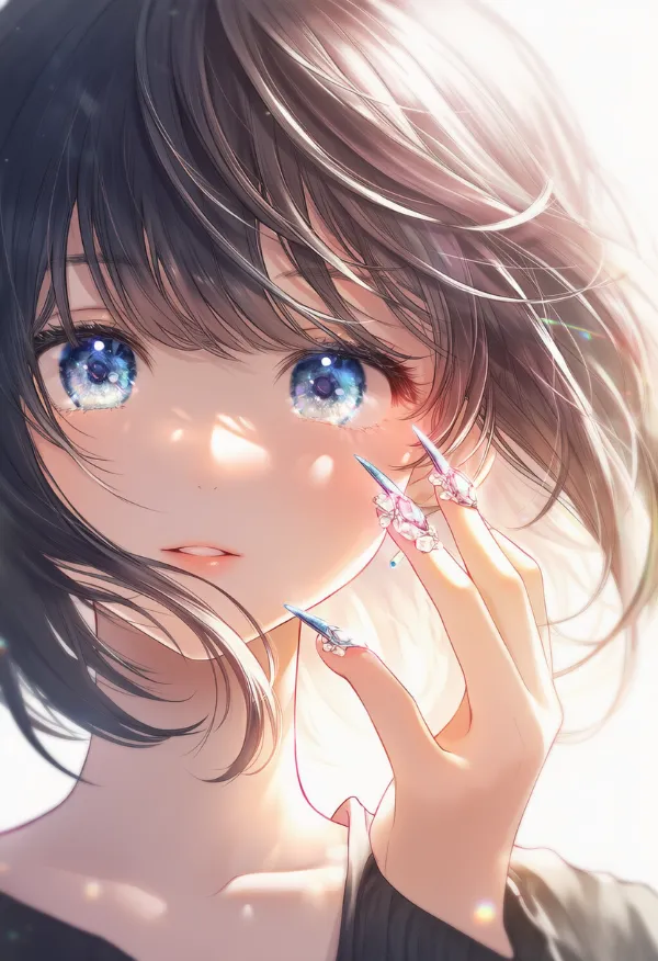 宝石付きネイルを再現したAIイラストとプロンプト紹介