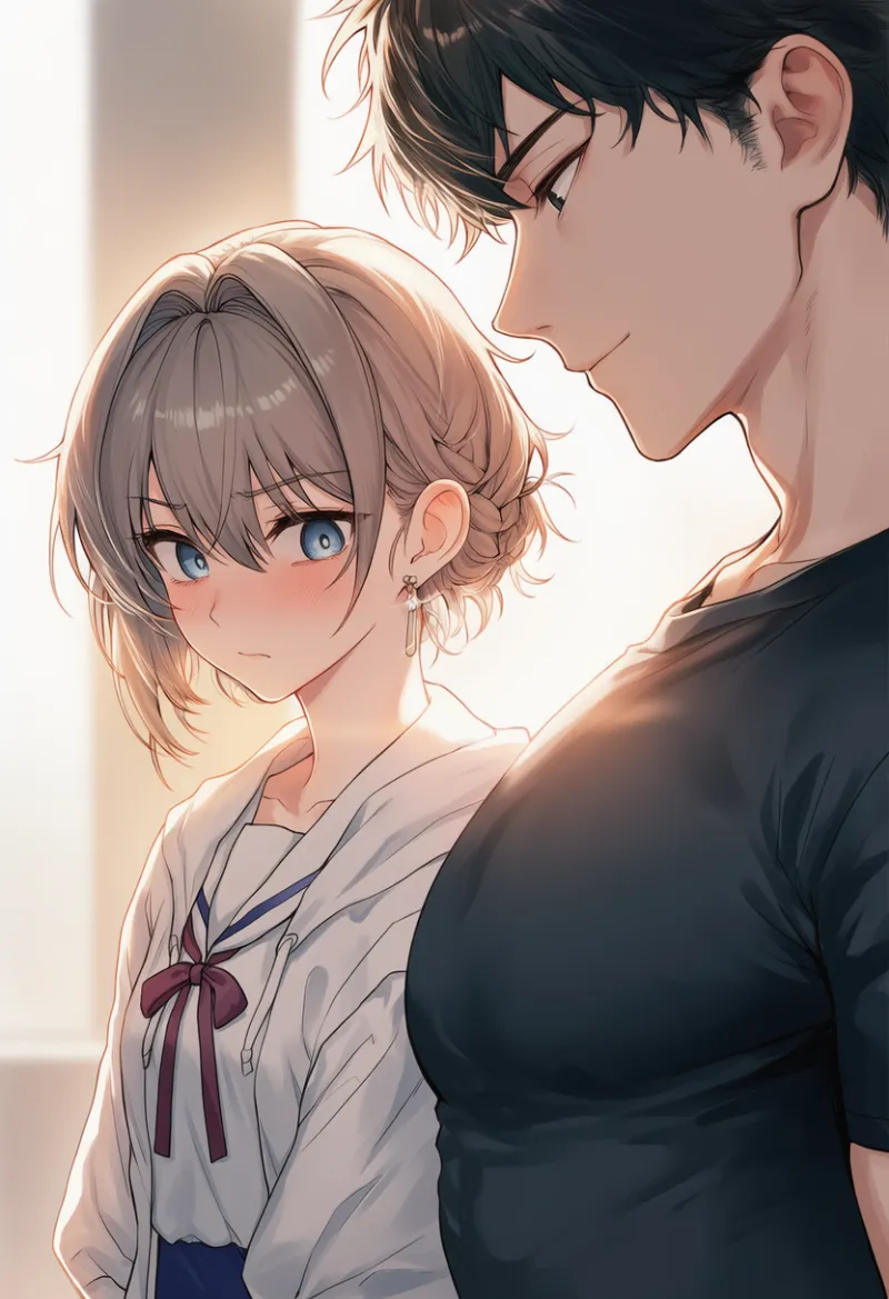 Girl Staring at Guy’s Chest|ミームのプロンプト紹介