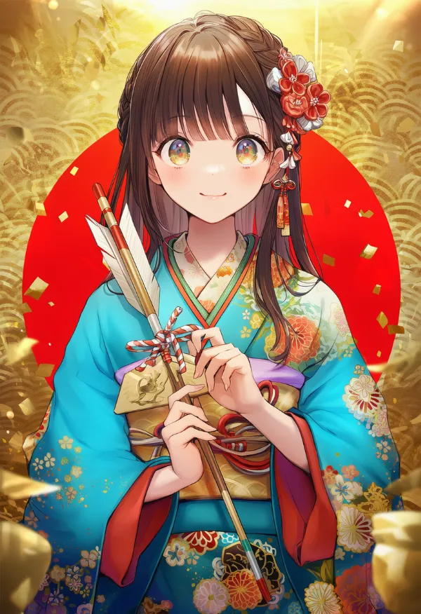 金箔散らしの模様を使った正月用背景のプロンプトとAIイラスト作例