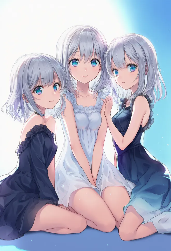 グループポーズ(AIイラスト)|プロンプトと作例